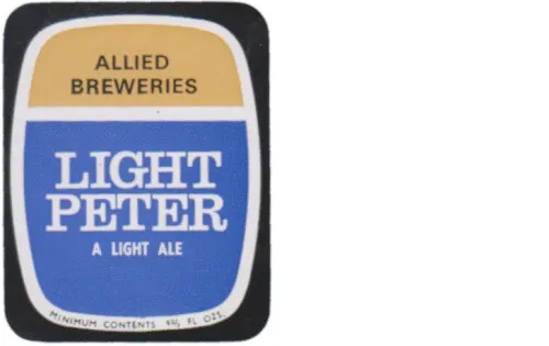 Allied Breweries Light Peter A light Ale 9 2/3 fl ozs Beer Bottle Label