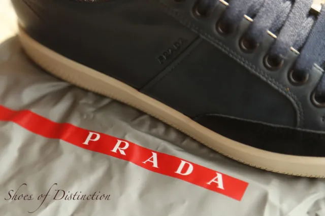 Scarpe da ginnastica in pelle scamosciata blu Prada Made in Italian Made in Italy scarpe da ginnastica uomo UK 7 US 8