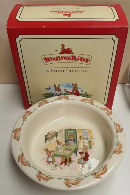 Royal Doulton Bunnykins Baking Cakes with Mother Porringer Baby Plate c2003 Bowl