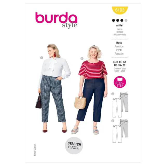 Burda Style NÄHMUSTER 6103 Damenhose Übergröße Größen 18-26
