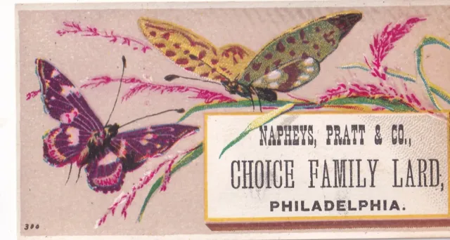 1800s Victorian Trade Card - Choice Family Lard -Butterfly -Selling Lot of Cards