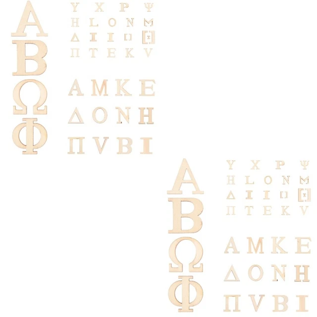 144 Pcs Greek Alphabets Cutouts Blank Wood Letters Creative Painting Wooden