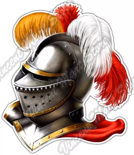 Knight Helmet Warrior Armor Medieval Time Car Bumper Vinyl Sticker Decal 4.6"