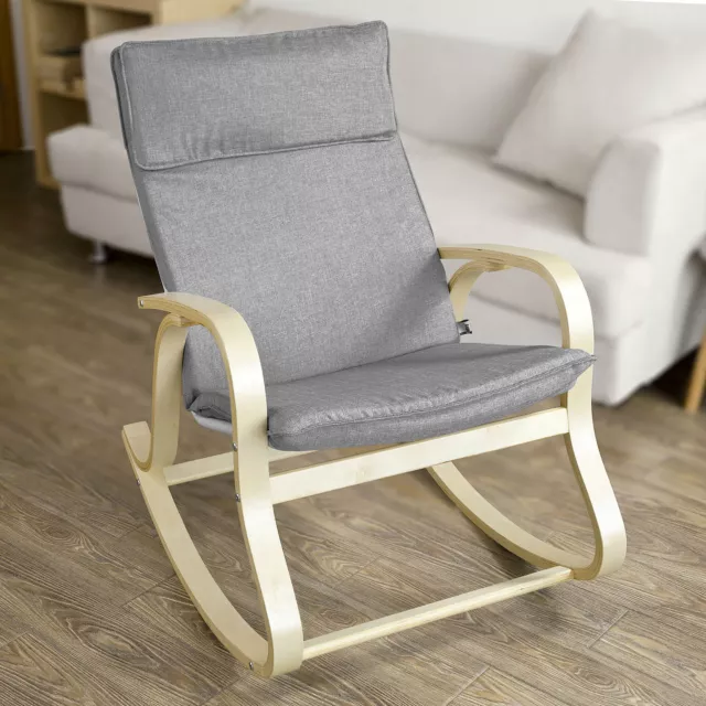 SoBuy® Wooden Rocking Chair Reclining Relax Nursing Armchair, FST15-DG ,Grey, UK