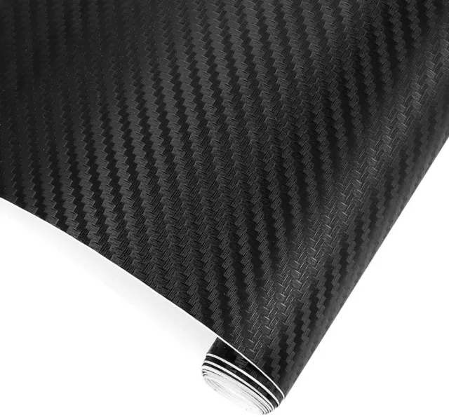 Black 3D Carbon Fibre Vinyl Car Wrap Film Sticker Air Bubble Free