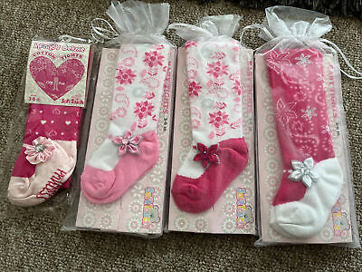 4 Pairs of baby girls tights 3-6 months new