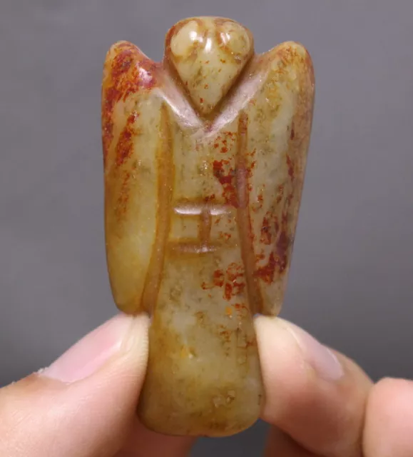 7CM Chinese Hongshan Culture Old Jade Eagle Hawk Falcon Bird Amulet Pendant