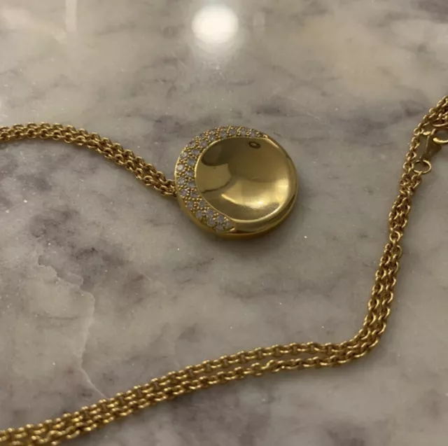 Vintage Movado 18k Gold Diamond Dot Pendant with 18k Gold Chain