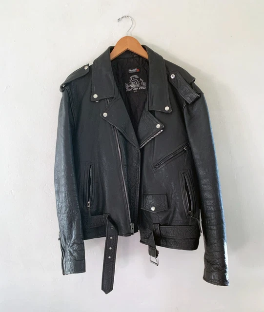 Vintage Leather Motorcycle Biker Jacket Men's Large