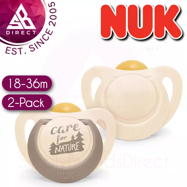 NUK Nature Tétine Bébé │ Caoutchouc BINKY │ 18-36 Mois │ Crème │ 2pk │ Exu