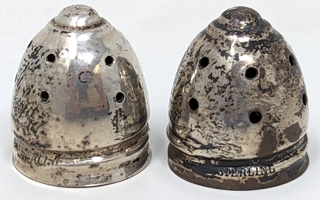 VTG Antique Sterling Silver Salt & Pepper Shaker Replacement Top Lids M23