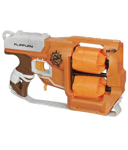 NERF ZOMBIE STRIKE Flipfury Dart Gun Blaster Double Barrel + 6