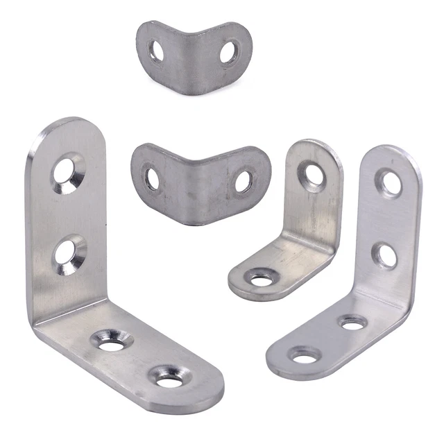 10pcs Stainless Steel 90 Degree Angle Bracket Shelf Support Corner Brace