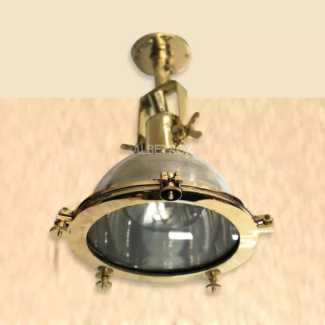 Nautical Aluminum & Brass Smooth Cargo Pendant Small Ceiling Light