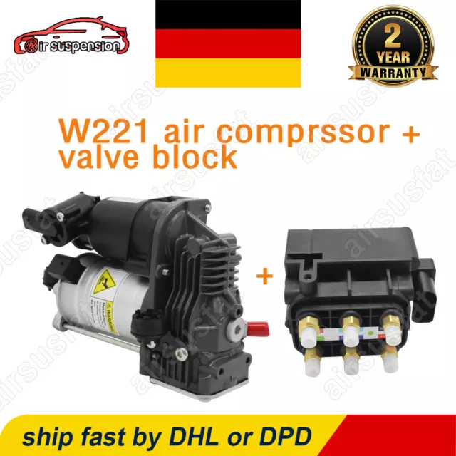 ⭐⭐⭐⭐Compressore Sospensioni Pneumatiche Con Blocco Valvole Per Pompa Mercedes W221 W216