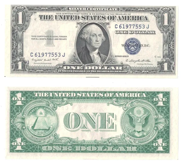 1935-G $1 Silver Certificate Without Motto Fr 1616 C-J Block Uncirculated #553
