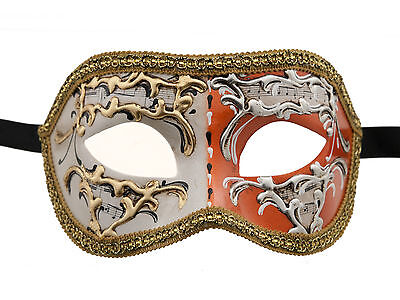Mask from Venice Colombine Night and Day Orange For Fancy Dress 1339 V74