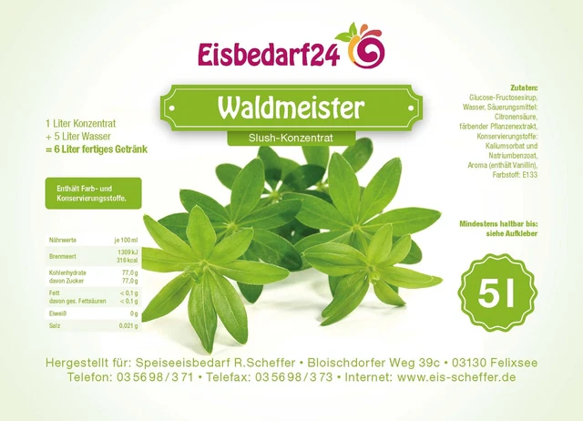 (5,29 €/Liter) Slush Eis Sirup Waldmeister - 5 Liter Konzentrat