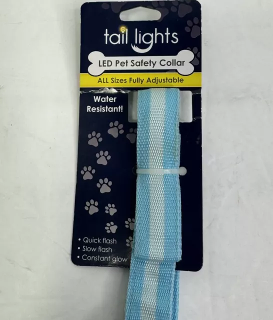 Tail Lights LED Dog Pet Safety Collar - L/XL Blue 18-23 1/2 Inch Water Resistant