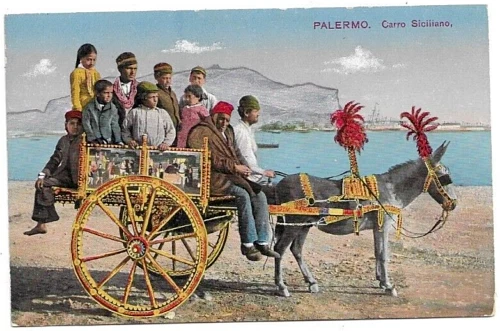 CARTOLINA DI PALERMO ,CARRO SICILIANO non viaggiata 1922