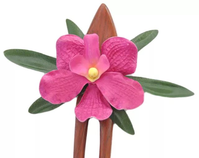 Tiki ORCHIDEEN Blüten HAARNADEL-SCHMUCK Retro VINAGE Tessa Magenta Rockabilly 3