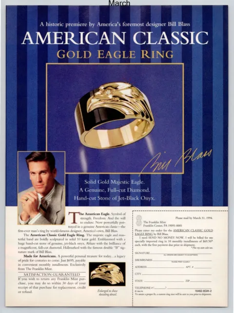 American Classic Gold Eagle Ring Franklin Mint Promo 1994 Full Page Print Ad