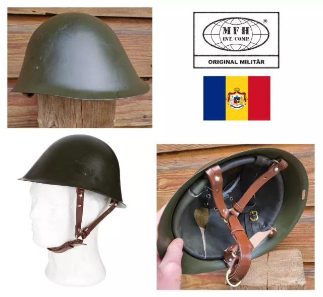 Rumänischer Stahlhelm Modell M73 Militär Helm Innenfutter+Beriemung Top Zustand