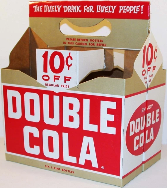 VINTAGE SODA POP bottle carton DOUBLE COLA 10 cents off unused new old