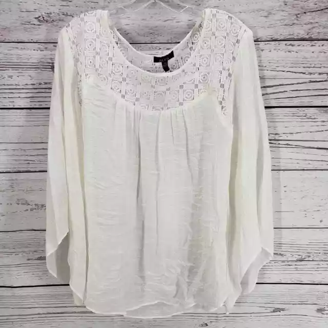 ALYX Women's Cream Lace Light Sheer 3/4 Sleeve Top Size 3X