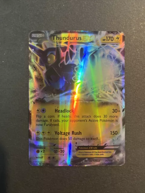 Thundurus EX 26/108 Ultra Rare Pokemon Card (XY Roaring Skies)