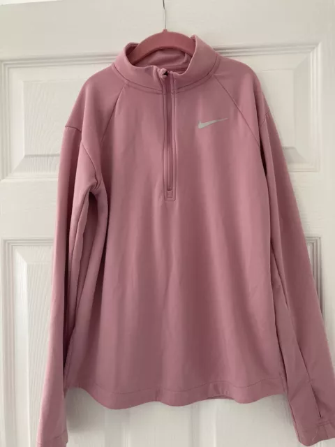 Girls Pink Nike Quarter Zip Top - Size Large (Age 12-13) Years