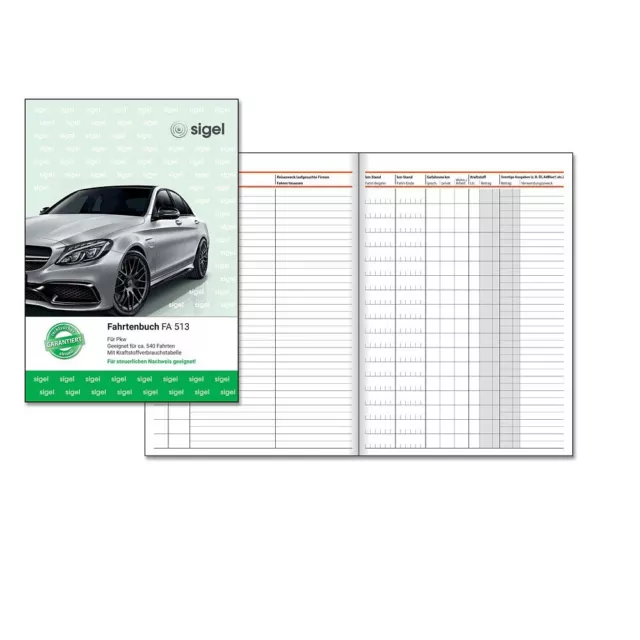 Fahrtenbuch SIGEL FA513 DIN A5 je 20 Blatt Fahrtenheft PKW Auto Kraftstoff