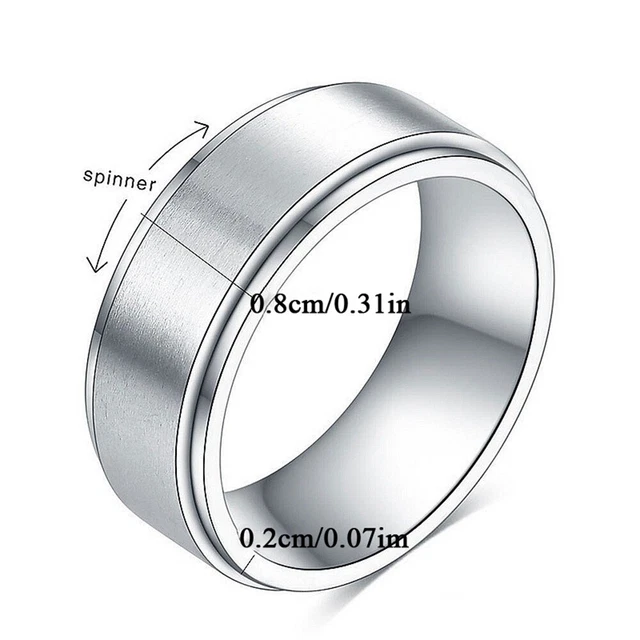 2 Anelli Donna Fascia Perline Rotante - Anti Ansia Fidget Regolabile - Rame Argento