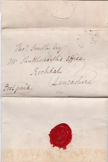 1798 Cheadle Pmk On Letter By Robert Hill To Thomas Smith At Rochdale