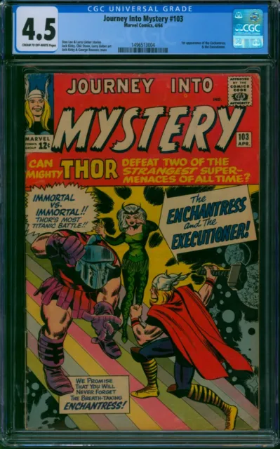 JOURNEY Into MYSTERY #103 🌟 CGC 4.5 🌟 1st App of ENCHANTRESS Marvel Comic 1964