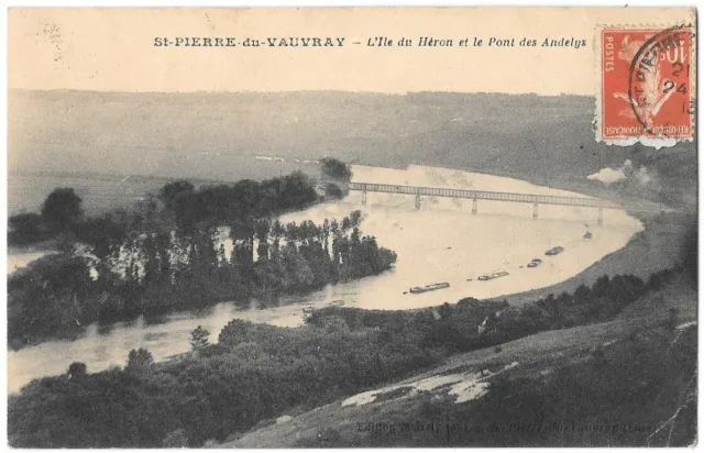 ST-PIERRE-du-VAUVRAY 27 Pont des Andelys CPA écrite à Mr Georges Henidest 1913