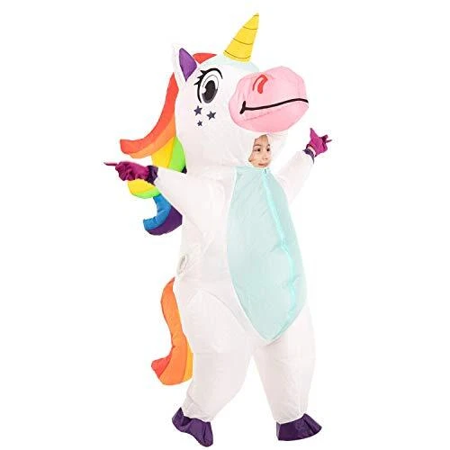 Child Unisex Unicorn Full Body Inflatable Costume Child (4-6) White