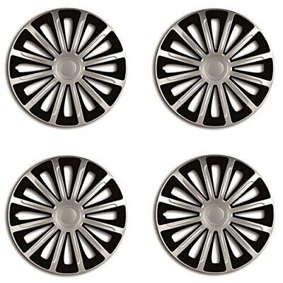 Wheels Trims 14" Black & Silver Hub Caps Plastic Covers Set of 4 R14