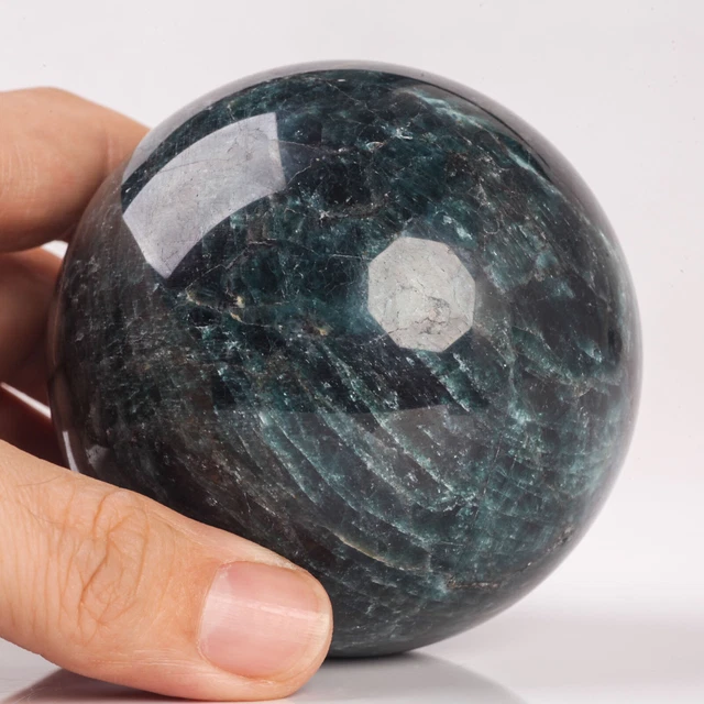 654g73mm Large Natural Blue Apatite Quartz Crystal Sphere Healing Ball Chakra