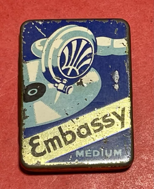 Antique-Embassy -Used Gramophone Needle Tin With A Few Needles