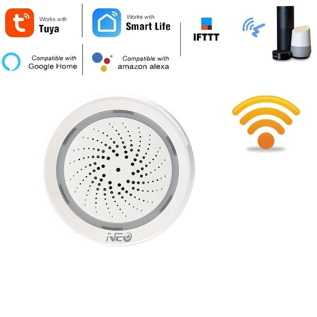 2X (Temperatura Humedad Alarma Sensor Wifi Sirena Tuya App Trabajar con