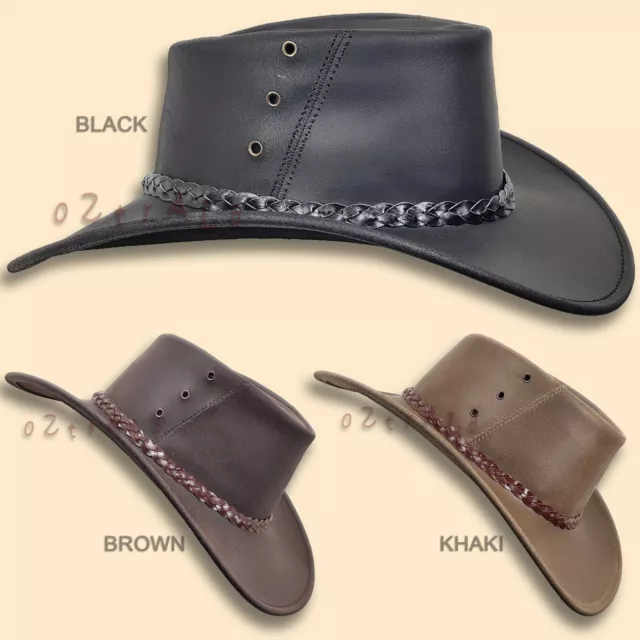 【oZtrALa】 KANGAROO Leather JACARU Hat Cowboy Outback Mens DrizaBone AUSTRALIAN ~ 2