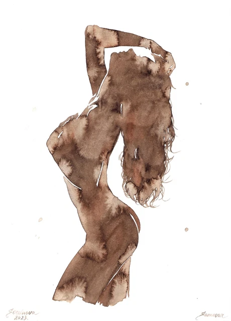 TABLEAU, PEINTURE, FEMME, nu, érotique, corps, seins œuvre d'art EUR