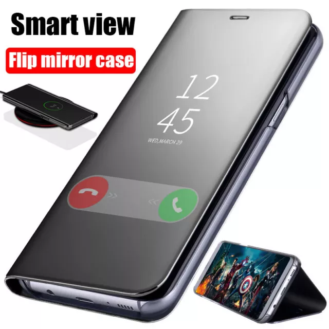 Luxury Clear View Mirror Flip Leather Smart Case Slim Cover For Samsung Galaxy