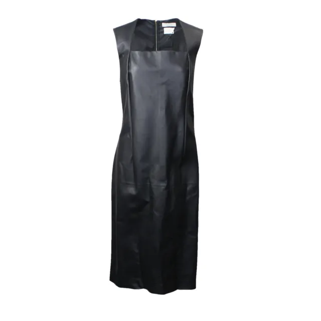 NWT BOTTEGA VENETA Black Lamb Leather Sleeveless Jumper Dress Size 4/40 $3980