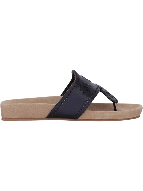 JACK ROGERS Womens Black Jacks Toe Platform Slip On Leather Thong Sandals 8.5 M