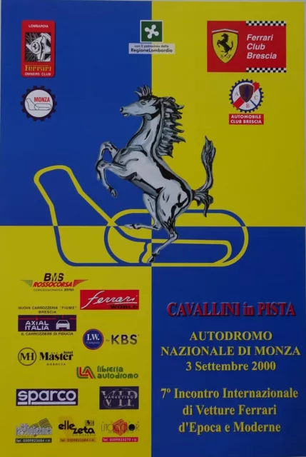 FERRARI CLUB BRESCIA AUTODROMO DI MONZA 2000 LOCANDINA - Cm. 33 x 48