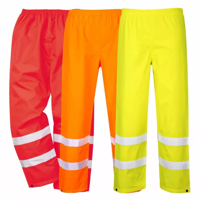 PORTWEST Hi Vis Traffic Trousers Water Resistant Elasticated Waist Safety S480