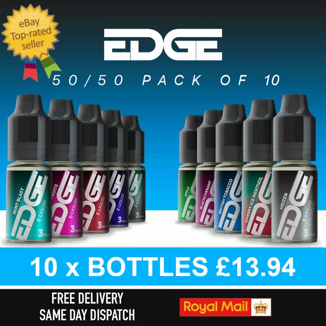 EDGE E LIQUID 20x10ml 20 Bottles Vape Liquid Vape Juice Edge E Liquid 20  BOTTLES £28.99