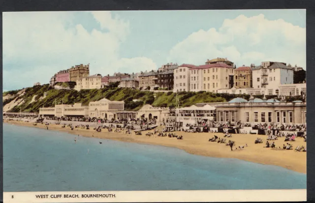 Dorset Postcard - Bournemouth, West Cliff Beach U1436